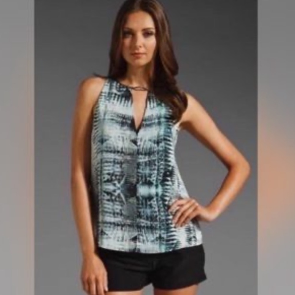 Parker Sleeveless Keyhole Shibori Top 100% Silk S